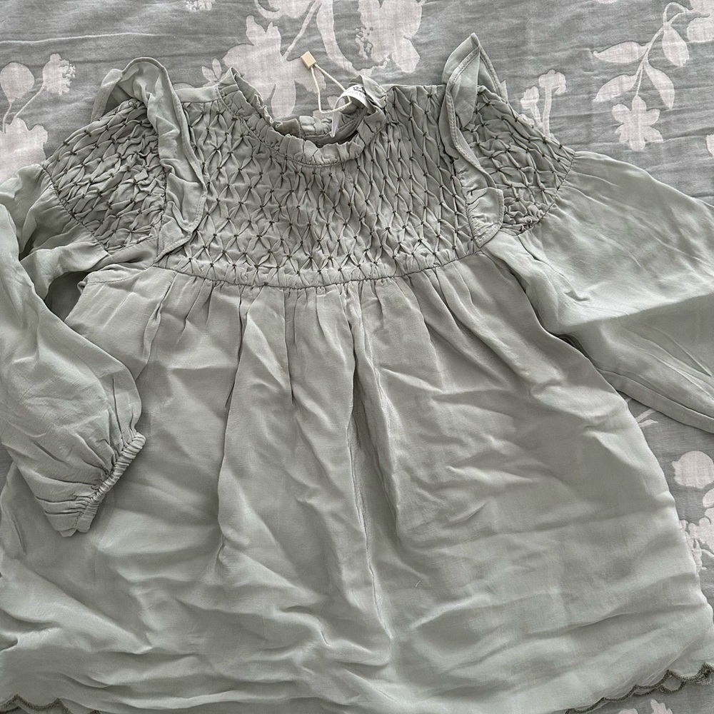 Sage Green Smocked Dress